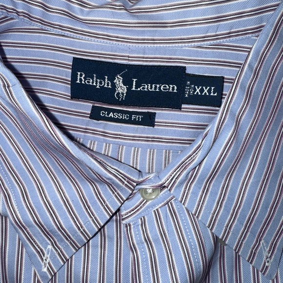 Ralph Lauren Classic Blue Stripe Button Down Long Sleeve Shirt. XXL. - Picture 7 of 8